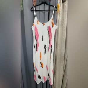 Eloquii Colorful Sequin Midi Dress - Pink, Orange, Black, White